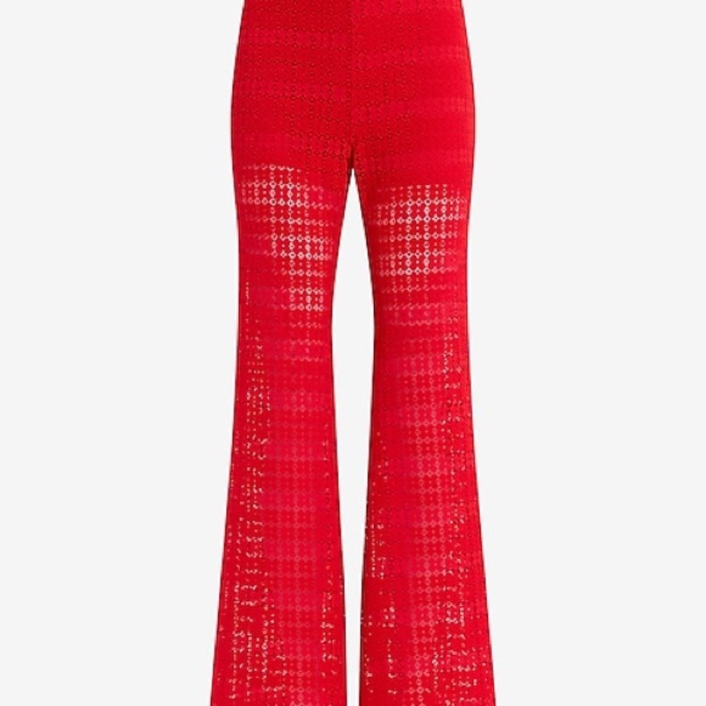 Express Vibrant Red Highwaisted Flare Pants